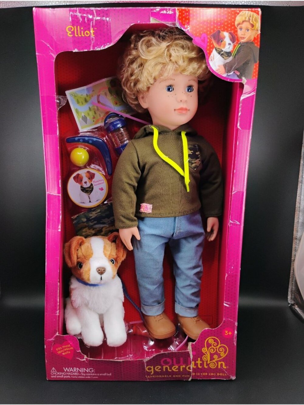 Our Generation 18" Doll Elliot With Dog & Accessories Gift Set